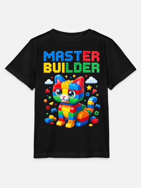 Meisterbauer niedliche Ziegel-Katzen-Kunst - Stanley/Stella Kinder T-Shirt MINI CREATOR - Schwarz