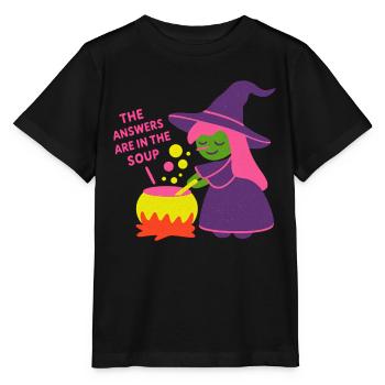 Les réponses sont dans la soupe - T-shirt bio MINI CREATOR Stanley/Stella Enfant - noir - Devant - Mikhail (115cm)