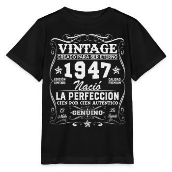 80 Ans 1947 Vintage Cadeau D’anniversaire - T-shirt bio MINI CREATOR Stanley/Stella Enfant - noir - Devant - Mikhail (115cm)
