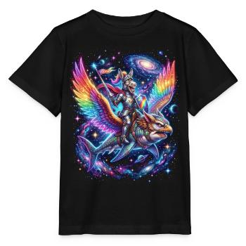 Cosmos Knight sur Rainbow Falcon - T-shirt bio MINI CREATOR Stanley/Stella Enfant - noir - Devant - Mikhail (115cm)
