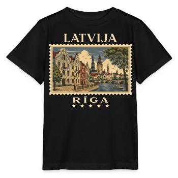 Lettland Riga Vintage Reisemarke - Stanley/Stella Kinder T-Shirt MINI CREATOR  - Schwarz - Vorne - Mikhail (115cm)