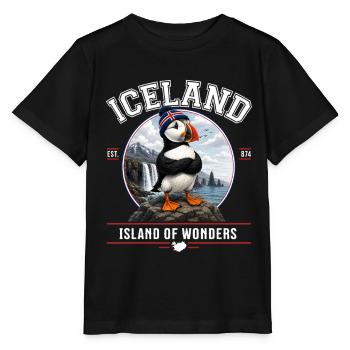 Macareux d’Islande – Île des Merveilles - T-shirt bio MINI CREATOR Stanley/Stella Enfant - noir - Devant - Mikhail (115cm)