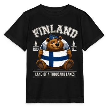 Finnland Bär – Land der tausend Seen - Stanley/Stella Kinder T-Shirt MINI CREATOR  - Schwarz - Vorne - Mikhail (115cm)