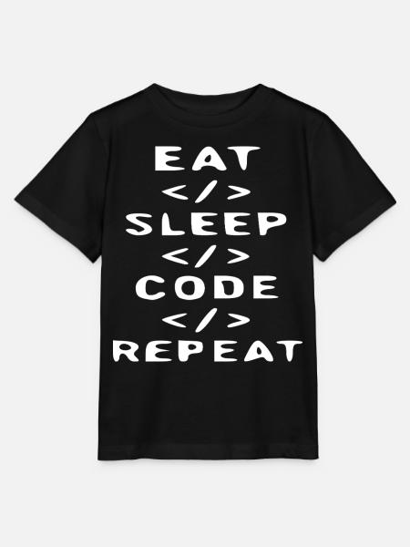 Eat Sleep Code Repeat T-Shirt - Stanley/Stella Kinder T-Shirt MINI CREATOR  - Schwarz