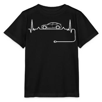 Amour des voitures électriques avec battement de cœur Voitures électriques - T-shirt bio MINI CREATOR Stanley/Stella Enfant - noir - Devant - Mikhail (115cm)