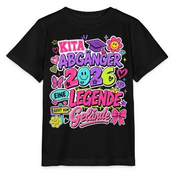 Kita Abgänger 2026 – Bunte Abschiedslegende - Stanley/Stella Kinder T-Shirt MINI CREATOR  - Schwarz - Vorne - Mikhail (115cm)