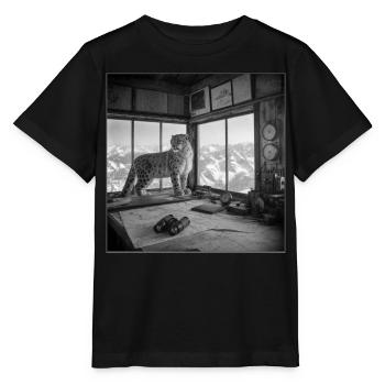 Snow Leopard Vintage Nature Leopard Animal Crime - Stanley/Stella MINI CREATOR Kids’ T-Shirt - black - Front - Mikhail (115cm)
