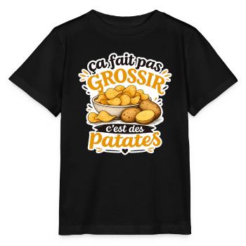 Ça fait pas grossir c'est des patates (Chips) - T-shirt bio MINI CREATOR Stanley/Stella Enfant - noir - Devant - Mikhail (115cm)