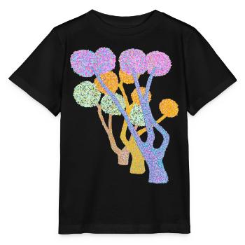 Forêt de pompons à arbres colorés pointillés - T-shirt bio MINI CREATOR Stanley/Stella Enfant - noir - Devant - Mikhail (115cm)