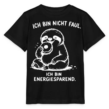 Ich bin Energiesparer Faultier - Stanley/Stella Kinder T-Shirt MINI CREATOR  - Schwarz - Vorne - Mikhail (115cm)