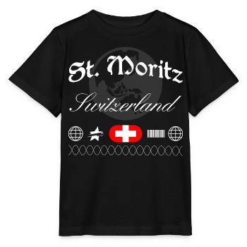 Souvenir de voyage streetwear de St. Moritz, Suisse - T-shirt bio MINI CREATOR Stanley/Stella Enfant - noir - Devant - Mikhail (115cm)