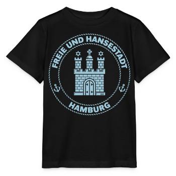 Hamburg Wappen – Freie Und Hansestadt (Sky Blue) - Stanley/Stella Kinder T-Shirt MINI CREATOR  - Schwarz - Vorne - Mikhail (115cm)