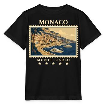 Monaco Monte-Carlo Vintage Reisemarke - Stanley/Stella Kinder T-Shirt MINI CREATOR  - Schwarz - Vorne - Mikhail (115cm)