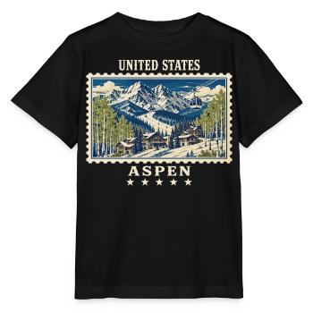 Marque de voyage vintage Aspen USA - T-shirt bio MINI CREATOR Stanley/Stella Enfant - noir - Devant - Mikhail (115cm)
