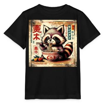 Waschbär Ramen Vintage Poster Style - Stanley/Stella Kinder T-Shirt MINI CREATOR  - Schwarz - Vorne - Mikhail (115cm)