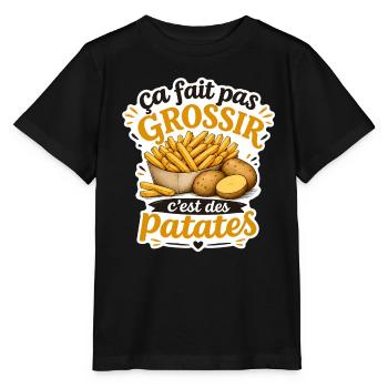 Ça fait pas grossir c'est des patates (Frites) - T-shirt bio MINI CREATOR Stanley/Stella Enfant - noir - Devant - Mikhail (115cm)