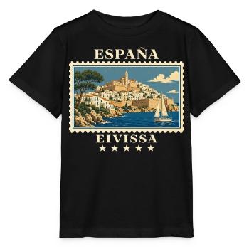 Spanien Eivissa Vintage Reisemarke - Stanley/Stella Kinder T-Shirt MINI CREATOR  - Schwarz - Vorne - Mikhail (115cm)