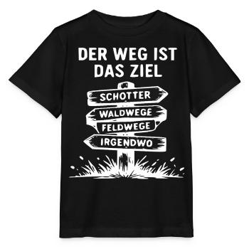 Weg Ist Ziel Signpost Abenteuer - Stanley/Stella Kinder T-Shirt MINI CREATOR  - Schwarz - Vorne - Mikhail (115cm)