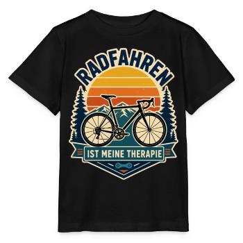 Radfahren ist meine Therapie – Retro Bergtour - Stanley/Stella Kinder T-Shirt MINI CREATOR  - Schwarz - Vorne - Mikhail (115cm)