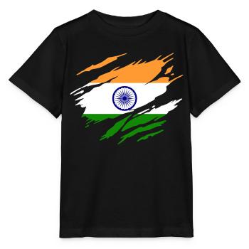 Inde Drapeau Indien Indienne - T-shirt bio MINI CREATOR Stanley/Stella Enfant - noir - Devant - Mikhail (115cm)