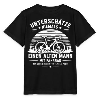 Unterschätze niemals alten Mann mit Fahrrad - Stanley/Stella Kinder T-Shirt MINI CREATOR  - Schwarz - Vorne - Mikhail (115cm)