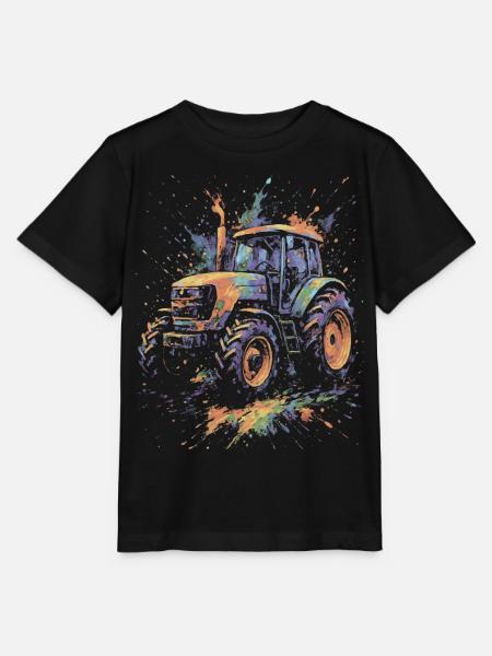 Mehrfarbige Landtraktor-Splash-Art - Stanley/Stella Kinder T-Shirt MINI CREATOR  - Schwarz