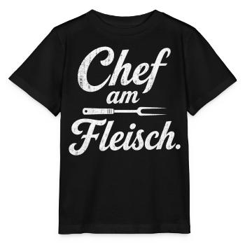 Chef am Fleisch Grillen Grillmeister für Männer - Stanley/Stella Kinder T-Shirt MINI CREATOR  - Schwarz - Vorne - Mikhail (115cm)