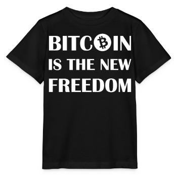 Le Bitcoin est la nouvelle liberté - T-shirt bio MINI CREATOR Stanley/Stella Enfant - noir - Devant - Mikhail (115cm)