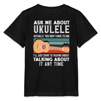Designs et expressions amusantes de ukulélé - T-shirt bio MINI CREATOR Stanley/Stella Enfant - noir - Devant - Mikhail (115cm)