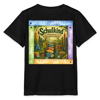 Schulkind – Willkommen im Dschungel des Wissens! - Stanley/Stella Kinder T-Shirt MINI CREATOR  - Schwarz - Vorne - Mikhail (115cm)
