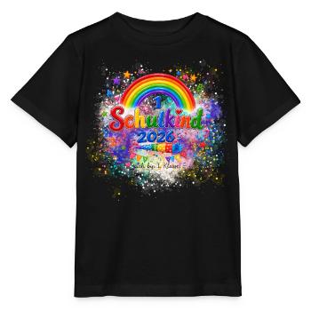 Regenbogen Schulkind 2026 - Stanley/Stella Kinder T-Shirt MINI CREATOR  - Schwarz - Vorne - Mikhail (115cm)