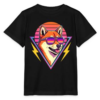 80s Shiba Inu Retro Kawaii Doge - Stanley/Stella MINI CREATOR Kids’ T-Shirt - black - Front - Mikhail (115cm)