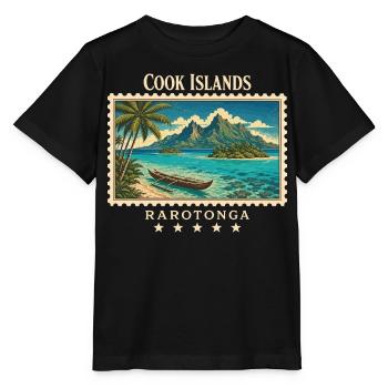 Marque de voyage vintage Rarotonga des Îles Cook - T-shirt bio MINI CREATOR Stanley/Stella Enfant - noir - Devant - Mikhail (115cm)