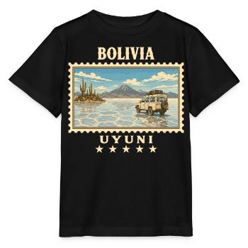 Bolivien Uyuni Vintage Reisemarke - Stanley/Stella Kinder T-Shirt MINI CREATOR  - Schwarz - Vorne - Mikhail (115cm)