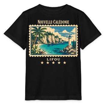 Neukaledonien Lifou Vintage Reisemarke - Stanley/Stella Kinder T-Shirt MINI CREATOR  - Schwarz - Vorne - Mikhail (115cm)
