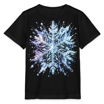 Flocon de Neige Cristal Glacé Splash Art - T-shirt bio MINI CREATOR Stanley/Stella Enfant - noir - Devant - Mikhail (115cm)