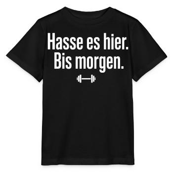 Hasse Es Hier Bis Morgen Gym Spruch - Stanley/Stella Kinder T-Shirt MINI CREATOR  - Schwarz - Vorne - Mikhail (115cm)