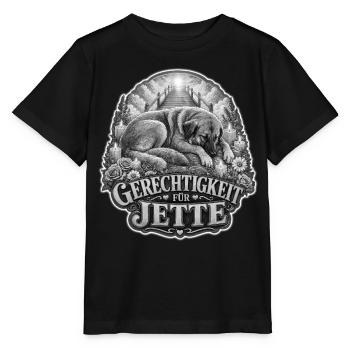 Gerechtigkeit für Jette Hundemotiv - Stanley/Stella Kinder T-Shirt MINI CREATOR  - Schwarz - Vorne - Mikhail (115cm)
