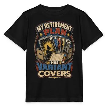 Le plan de retraite pour collectionneurs de bandes dessinées propose des couvertures variantes - T-shirt bio MINI CREATOR Stanley/Stella Enfant - noir - Devant - Mikhail (115cm)