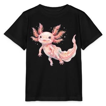 Mignon bébé axolotl rose en style aquarelle - T-shirt bio MINI CREATOR Stanley/Stella Enfant - noir - Devant - Mikhail (115cm)