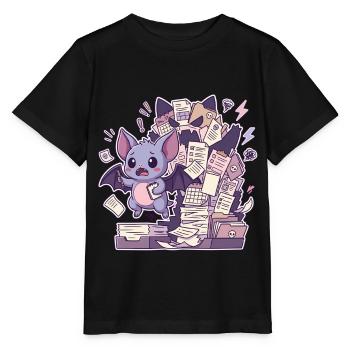 Une chauve-souris mignonne et une montagne de paperasse - T-shirt bio MINI CREATOR Stanley/Stella Enfant - noir - Devant - Mikhail (115cm)