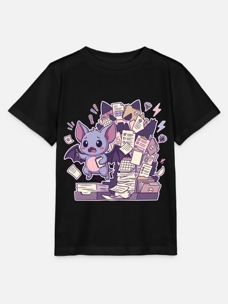 Süße Fledermaus und ein Berg Papierkram - Stanley/Stella Kinder T-Shirt MINI CREATOR  - Schwarz