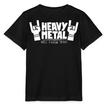 Heavy Metal Blocky Text with Finger Horns - Stanley/Stella MINI CREATOR Kids’ T-Shirt - black - Front - Mikhail (115cm)