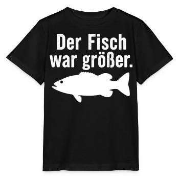 Der Fisch war größer Lustiger Anglerspruch Angel - Stanley/Stella Kinder T-Shirt MINI CREATOR  - Schwarz - Vorne - Mikhail (115cm)