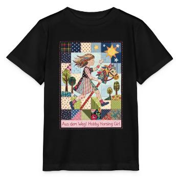 Hobby Horsing Mädchen Pferd Patchwork - Stanley/Stella Kinder T-Shirt MINI CREATOR  - Schwarz - Vorne - Mikhail (115cm)