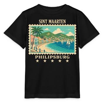 Marque de voyage vintage Sint Maarten Philipsburg - T-shirt bio MINI CREATOR Stanley/Stella Enfant - noir - Devant - Mikhail (115cm)