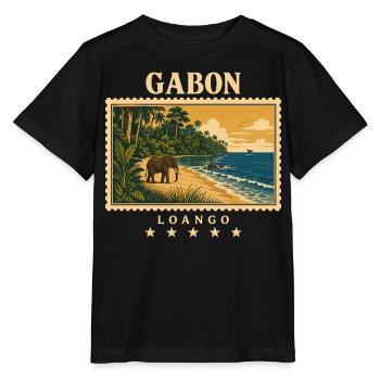 Gabun Loango Vintage Reisemarke - Stanley/Stella Kinder T-Shirt MINI CREATOR  - Schwarz - Vorne - Mikhail (115cm)