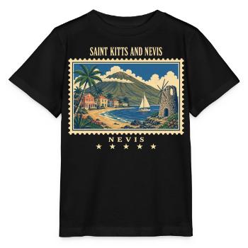 Saint Kitts and Nevis Nevis Vintage Travel Brand - Stanley/Stella MINI CREATOR Kids’ T-Shirt - black - Front - Mikhail (115cm)