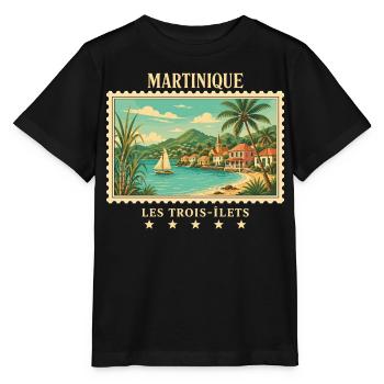Martinique Les Trois-Îlets Vintage Reisemarke - Stanley/Stella Kinder T-Shirt MINI CREATOR  - Schwarz - Vorne - Mikhail (115cm)