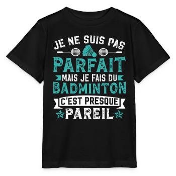 Je fais du badminton   - T-shirt bio MINI CREATOR Stanley/Stella Enfant - noir - Devant - Mikhail (115cm)